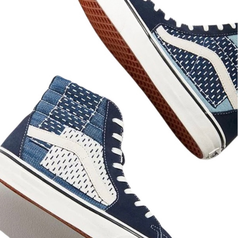 NWT Vans SK8-HI 6 Blue Patchwork Lace-Up Sneakers